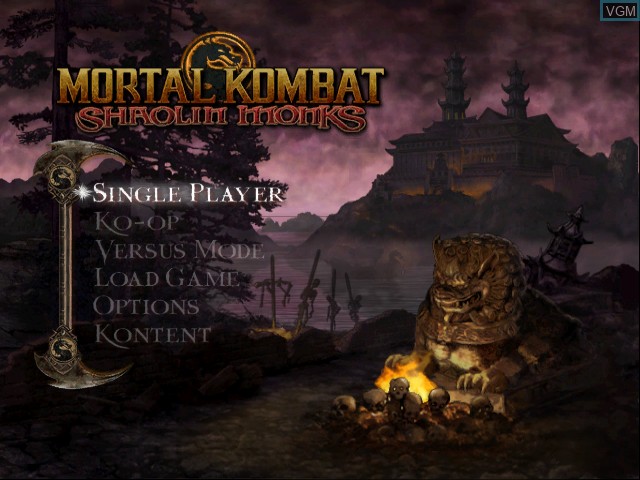 Image du menu du jeu Mortal Kombat - Shaolin Monks sur Microsoft Xbox