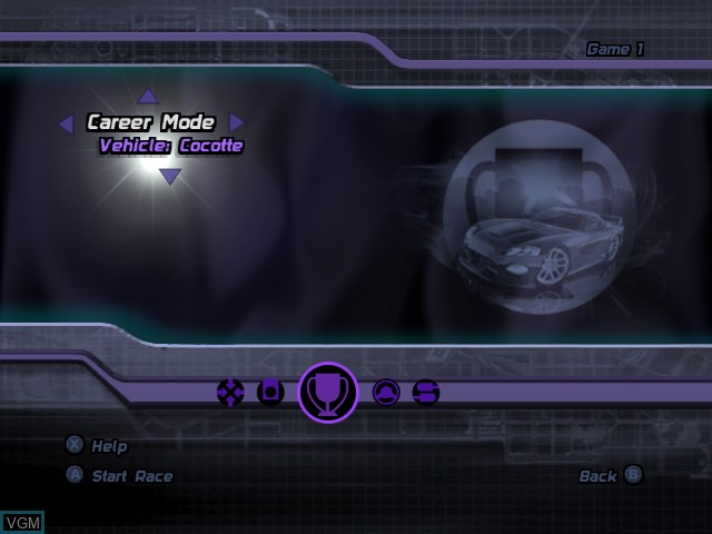 Image du menu du jeu Midnight Club II sur Microsoft Xbox