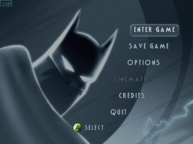 Image du menu du jeu Batman - Vengeance sur Microsoft Xbox