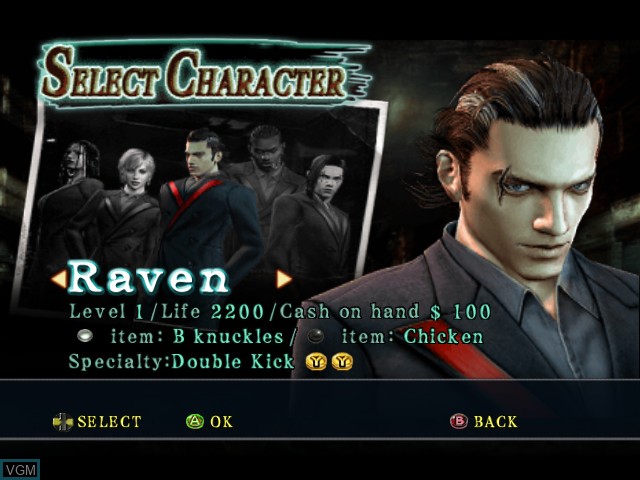 Image du menu du jeu Beat Down - Fists of Vengeance sur Microsoft Xbox