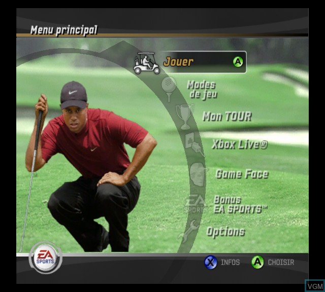 Image du menu du jeu Tiger Woods PGA Tour 06 sur Microsoft Xbox