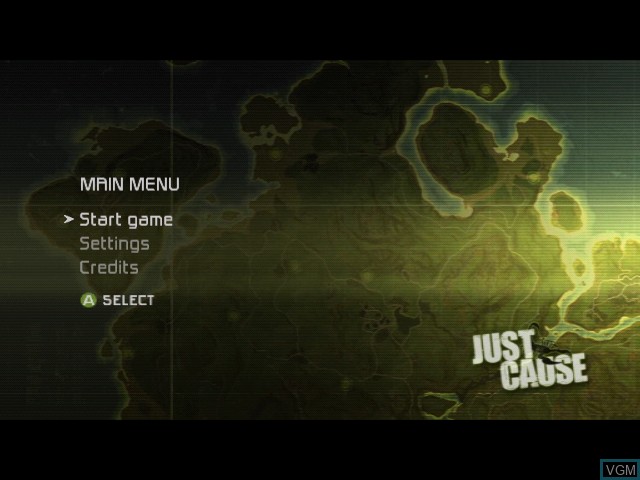 Image du menu du jeu Just Cause sur Microsoft Xbox