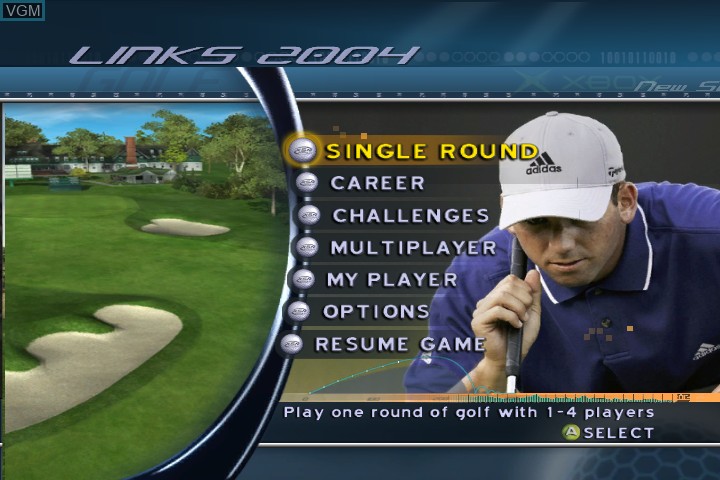 Image du menu du jeu Links 2004 sur Microsoft Xbox