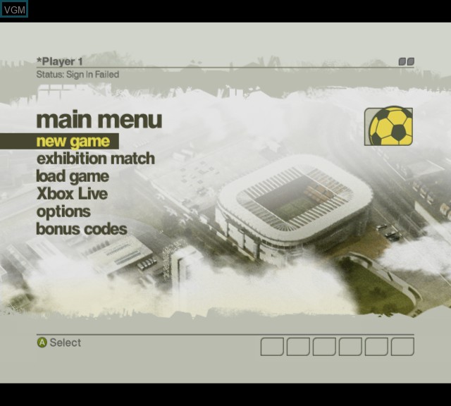 Image du menu du jeu LMA Manager 2006 sur Microsoft Xbox