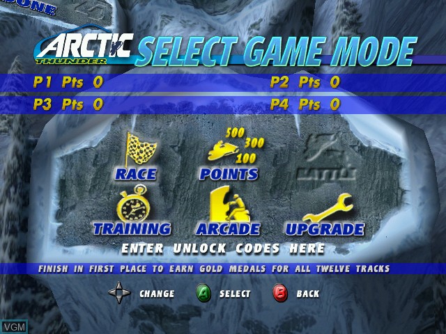 Image du menu du jeu Arctic Thunder sur Microsoft Xbox