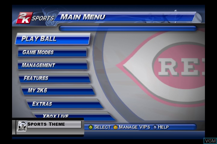 Image du menu du jeu Major League Baseball 2K6 sur Microsoft Xbox