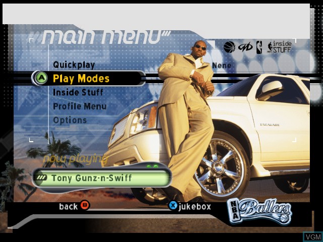 Image du menu du jeu NBA Ballers sur Microsoft Xbox