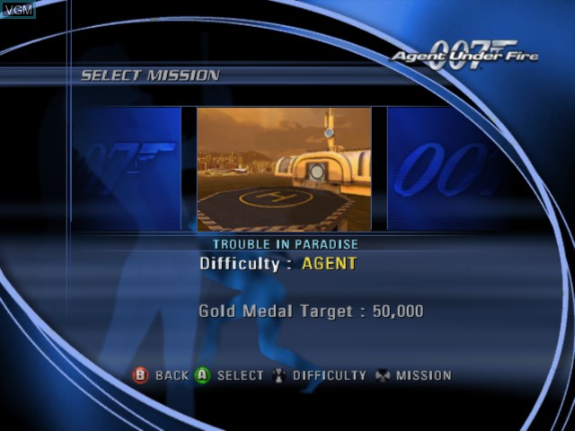 Image du menu du jeu 007 - Agent Under Fire sur Microsoft Xbox