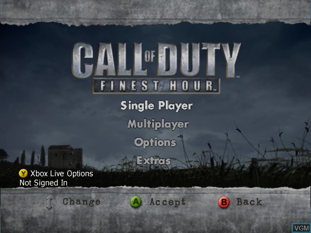Image du menu du jeu Call of Duty - Finest Hour sur Microsoft Xbox
