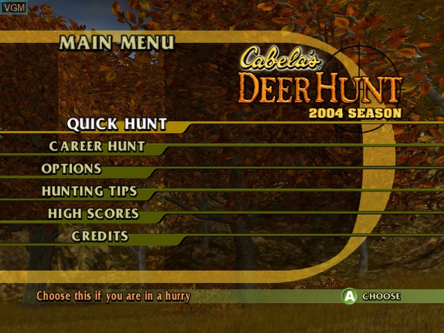 Image du menu du jeu Cabela's Deer Hunt 2004 Season sur Microsoft Xbox
