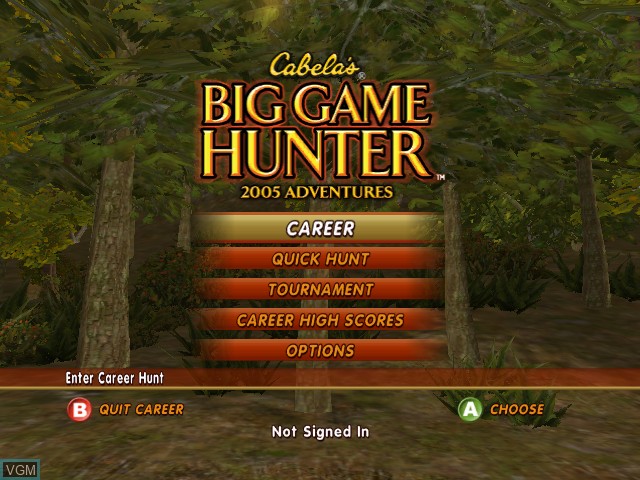 Image du menu du jeu Cabela's Big Game Hunter 2005 Adventures sur Microsoft Xbox