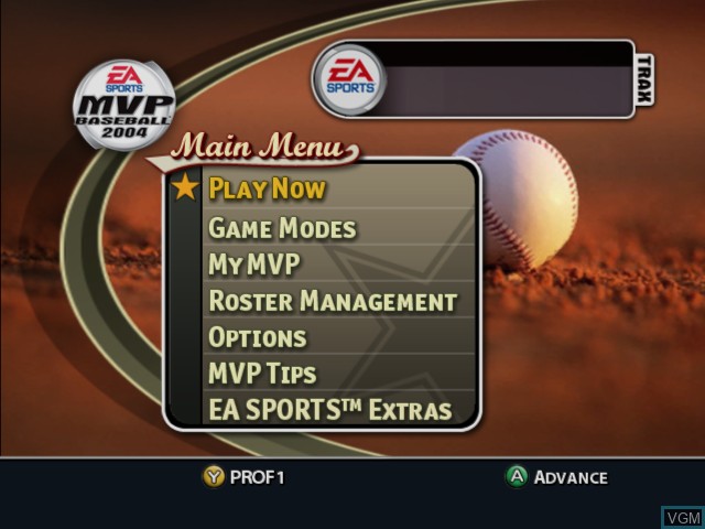 Image du menu du jeu MVP Baseball 2004 sur Microsoft Xbox