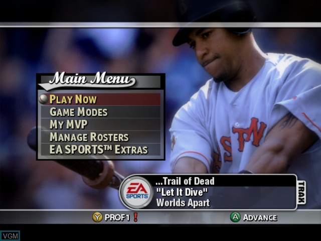 Image du menu du jeu MVP Baseball 2005 sur Microsoft Xbox