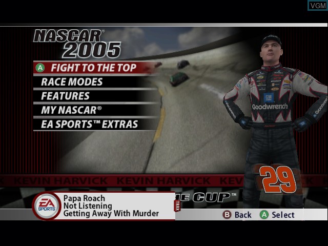 Image du menu du jeu NASCAR 2005 - Chase for the Cup sur Microsoft Xbox