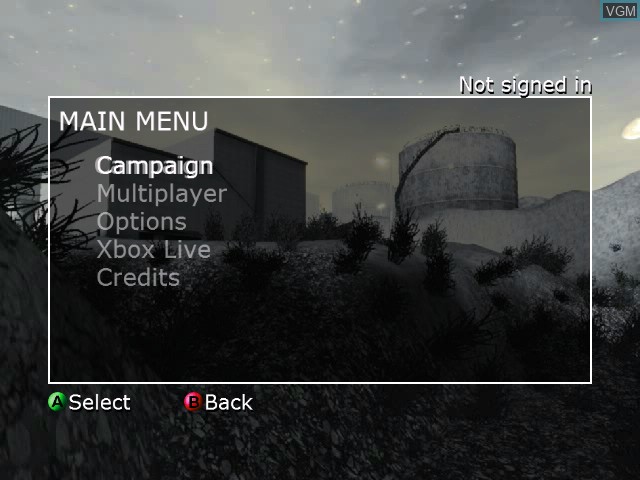 Image du menu du jeu Combat - Task Force 121 sur Microsoft Xbox