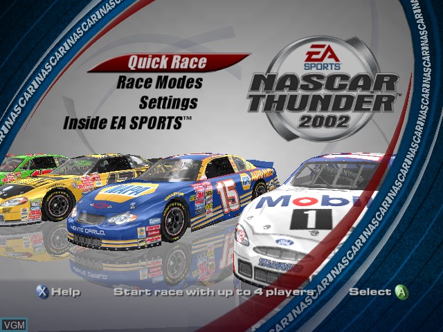 Image du menu du jeu NASCAR Thunder 2002 sur Microsoft Xbox