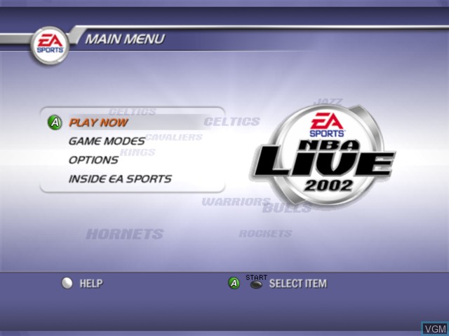 Image du menu du jeu NBA Live 2002 sur Microsoft Xbox
