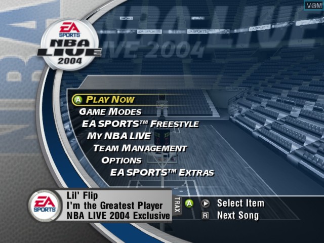Image du menu du jeu NBA Live 2004 sur Microsoft Xbox