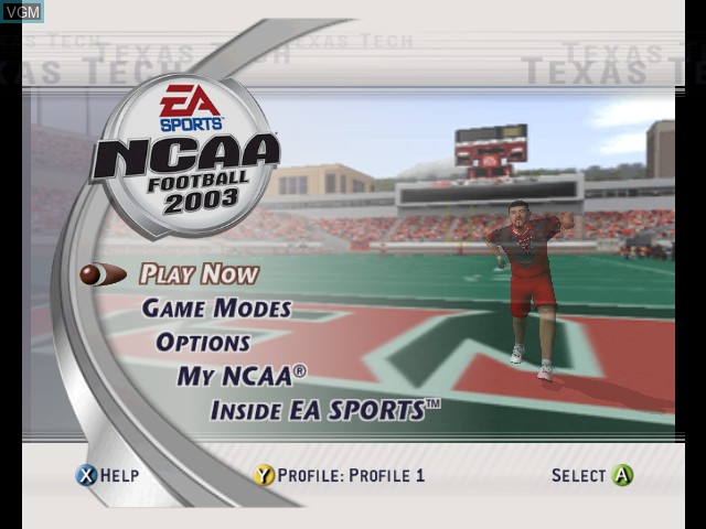 Image du menu du jeu NCAA Football 2003 sur Microsoft Xbox