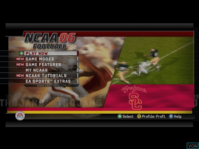 Image du menu du jeu NCAA Football 06 sur Microsoft Xbox