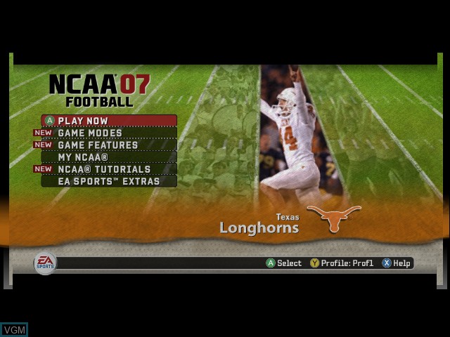 Image du menu du jeu NCAA Football 07 sur Microsoft Xbox