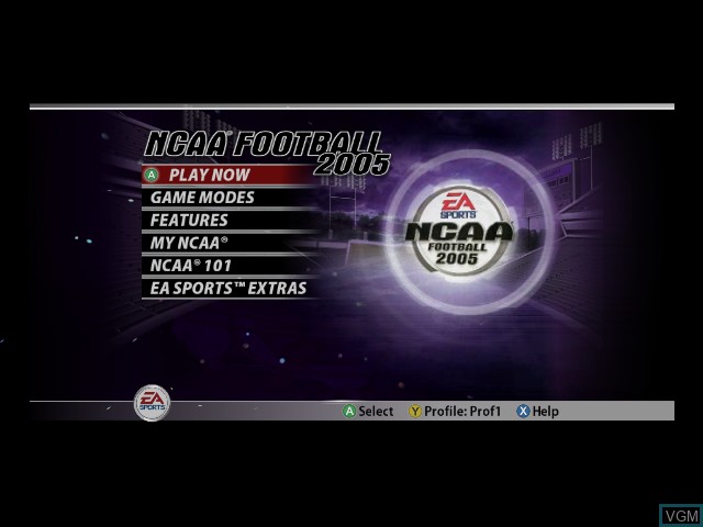 Image du menu du jeu NCAA Football 2005 sur Microsoft Xbox