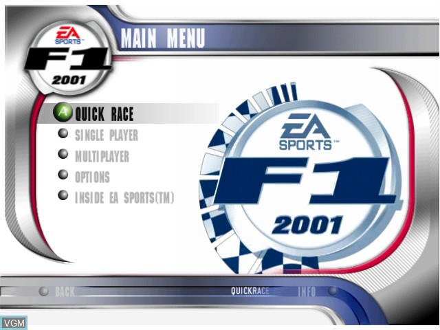 Image du menu du jeu F1 2001 sur Microsoft Xbox