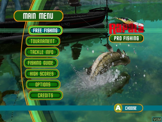Image du menu du jeu Rapala Pro Fishing sur Microsoft Xbox