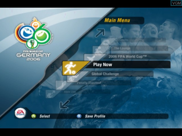 Image du menu du jeu FIFA World Cup - Germany 2006 sur Microsoft Xbox