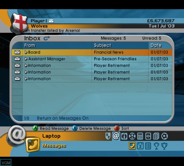 Image in-game du jeu LMA Manager 2004 sur Microsoft Xbox