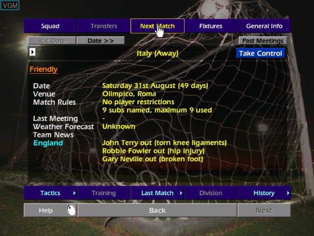 Image in-game du jeu Championship Manager 2002/2003 sur Microsoft Xbox