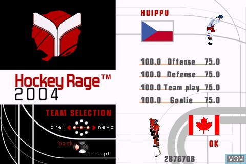 Image du menu du jeu Hockey Rage 2004 sur Tapwave Zodiac